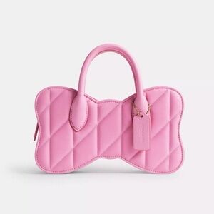 Coach Bow Bag with Pillow Quilting in Brass/Vivid Pink Nappa Leather CU860 NWT